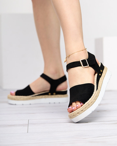 OUTLET Sandales compensées noires pour femmes Setovia - Chaussures