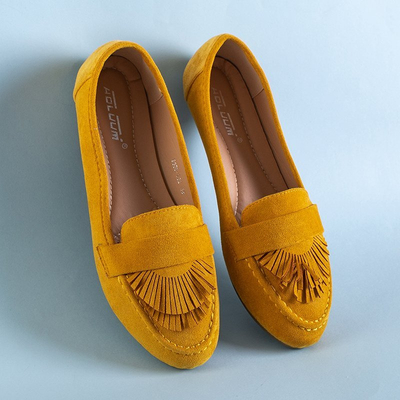 OUTLET Mocassins femme en éco-suède jaune à franges Daiane - Chaussures