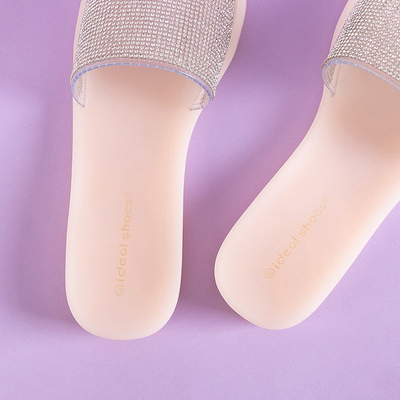 Chaussons femme en caoutchouc beige avec oxydes de zirconium Niamh - Chaussures