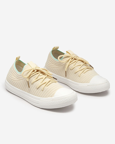 OUTLET Baskets côtelées beiges pour femme Manfer- Footwear