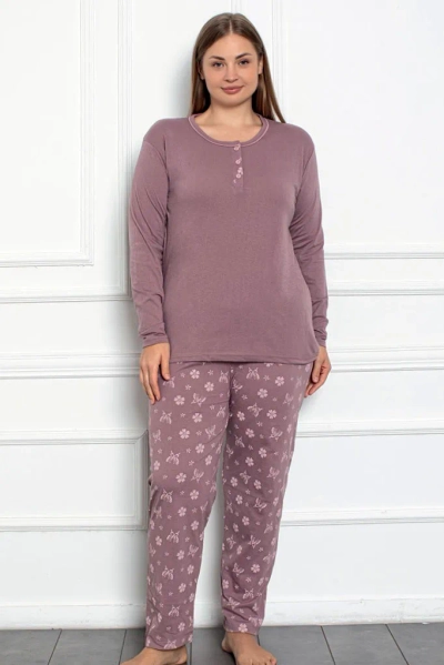 Royalfashion Pyjama Femme en Coton 2 Pièces Papillon GRANDE TAILLE