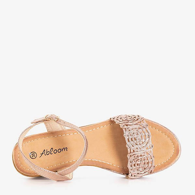 Sandales compensées rose et or Buena - Chaussures