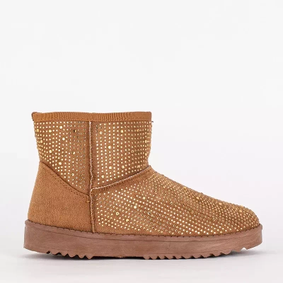 OUTLET Bottes de neige femme avec oxydes de zirconium camel Rudis - Chaussures