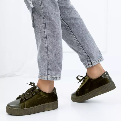 OUTLET Chaussures de sport en velours vert Briss- Footwear