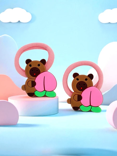 Élastiques à cheveux colorés avec un motif d'ours