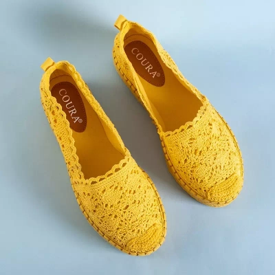 OUTLET Espadrilles femme jaunes ajourées sur la plateforme Abra - Chaussures