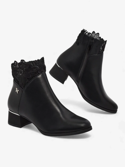Bottines pour femmes en cuir écologique avec dentelle Velmi