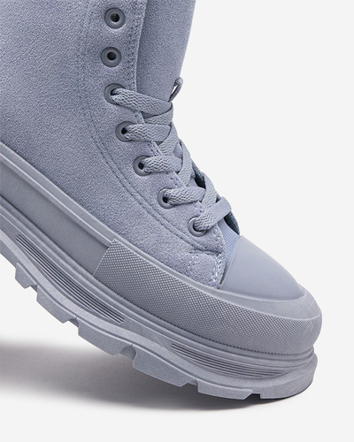 OUTLET Bottines à talon plat pour femme bleues à lacets Wertika - Chaussures