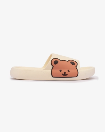 OUTLET Tongs en caoutchouc Royalfashion pour femme avec ours en peluche en écru Levekki