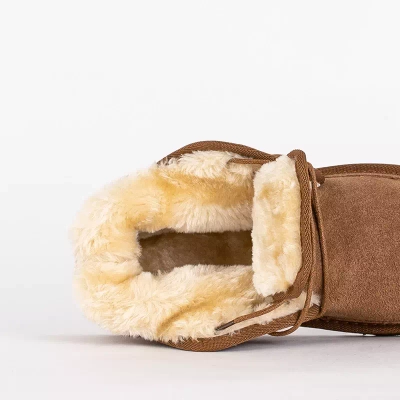 OUTLET Bottes de neige courtes à lacets marron enfant Tibilis- Chaussures