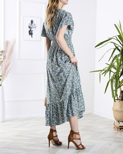 Robe midi fleurie pour femme en violet- Vêtements