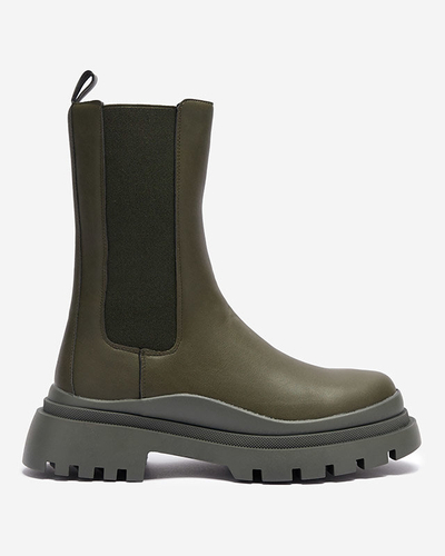 OUTLET Bottes à talon plat vert foncé pour femmes Okidas - Footwear