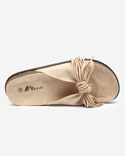 Chaussons femme avec pompons beiges Guttis - Footwear