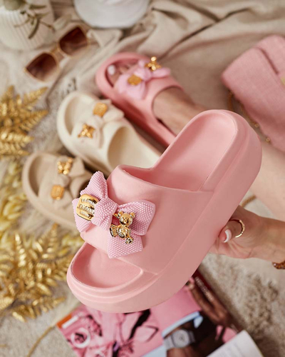 Royalfashion Tongs en caoutchouc pour femme avec nœud décoratif Nilm