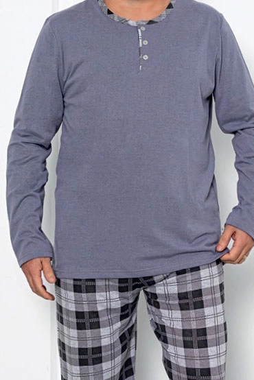 Pyjama à carreaux en coton pour homme PLUS SIZE