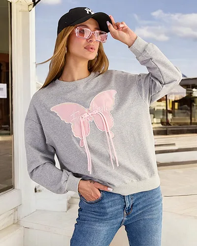 Royalfashion Sweat-shirt en coton à imprimé fin pour femme
