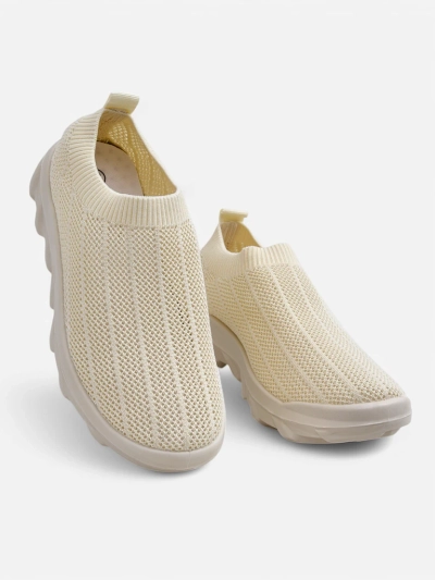 Slip-ons pour femmes Arete Beige, baskets respirantes en tissu