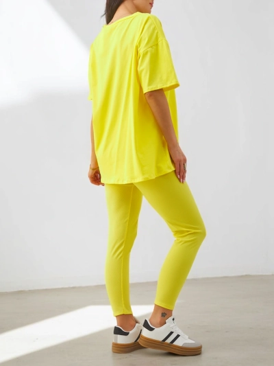 Ensemble en coton Royalfashion pour femmes avec manches courtes et leggings