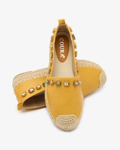 OUTLET Espadrilles jaunes pour femme avec cristaux Ziennie - Chaussures