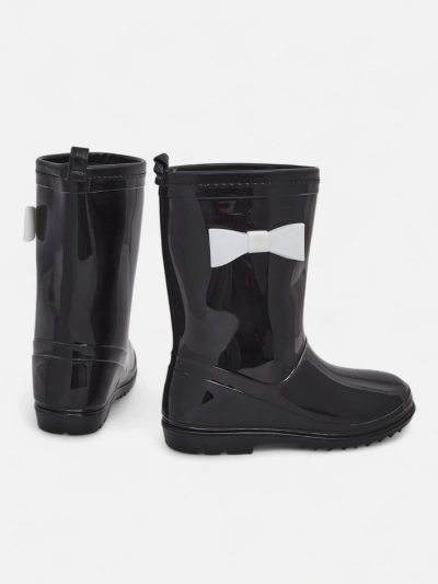 Royalfashion Bottes de pluie vernies pour enfants avec un nœud Bostone