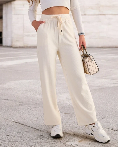 Royalfashion Pantalon large côtelé pour femme