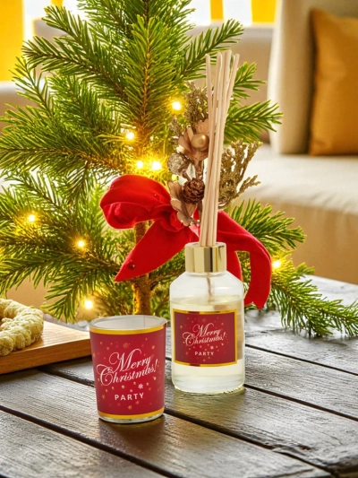 Ensemble : Bâtonnets parfumés et bougie Merry Christmas