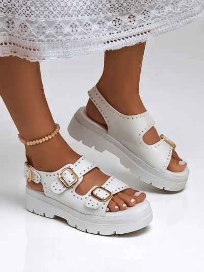 Royalfashion Sandales pour femmes à semelle épaisse avec strass Rocky Chic