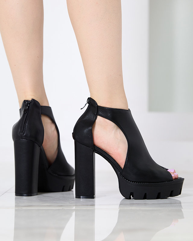OUTLET Sandales noires pour femmes sur un poteau avec des coupes Dopofi- Footwear