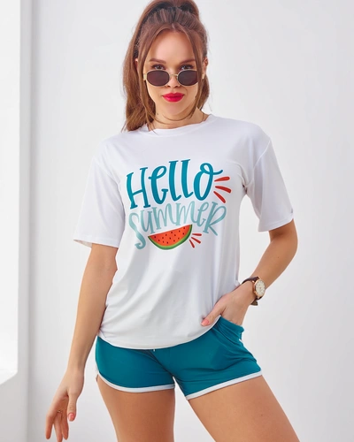 Ensemble de sport Royalfashion pour femmes avec un t-shirt et un short Hello Summer