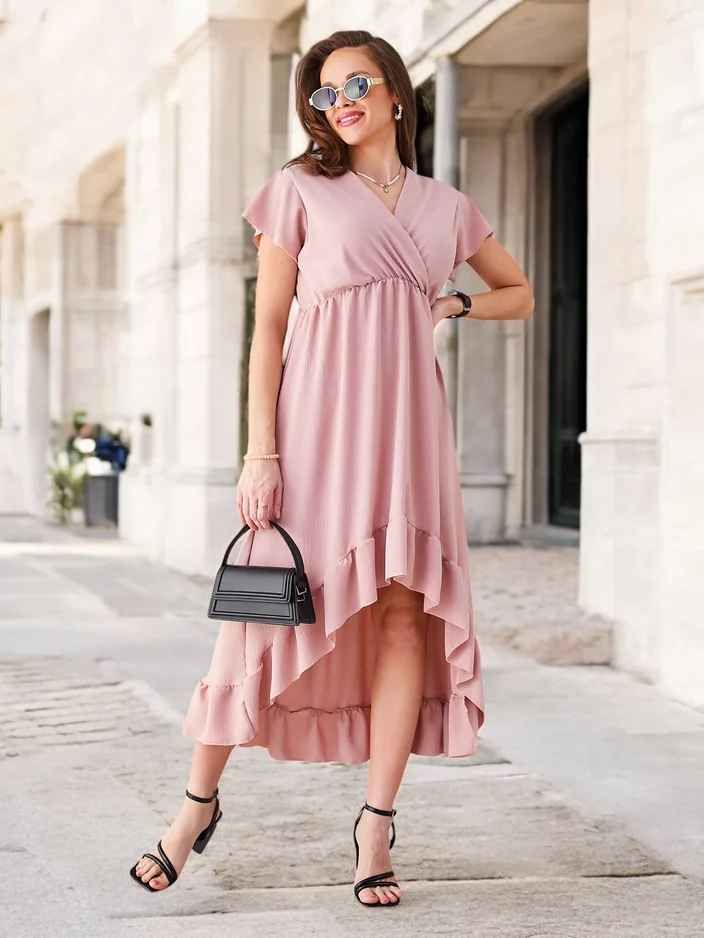 Robe midi Royalfashion pour femmes avec un ourlet asymétrique