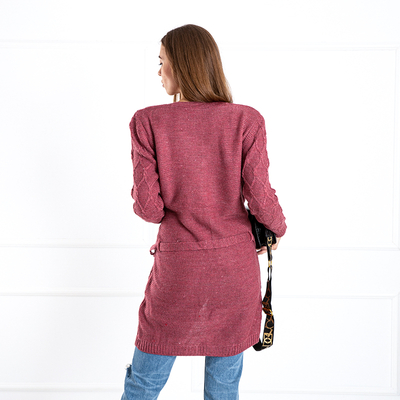 Cardigan noué pour femme fuchsia avec poches - Vêtements