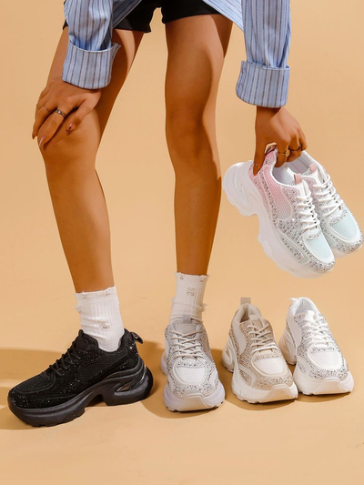 Royalfashion Baskets de sport pour femmes avec des strass Bloss