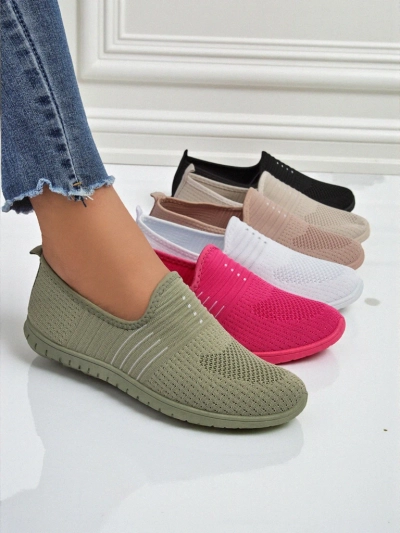 Mocassins pour femmes Hypatia Verde en tissu à enfiler avec semelle plate