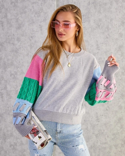 Royalfashion Sweatshirt à manches colorées pour femmes
