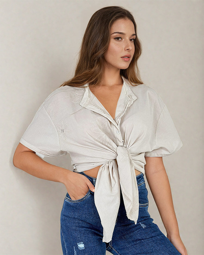 Royalfashion Chemise oversize brodée pour femme