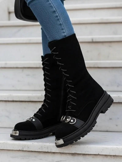 Royalfashion Bottes à lacets pour femmes Werces