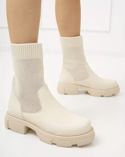 OUTLET Bottines ajourées beiges femme Roibu - Footwear