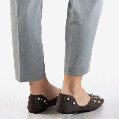 Ballerines grises pour femmes avec perles Emanossa - Chaussures 1