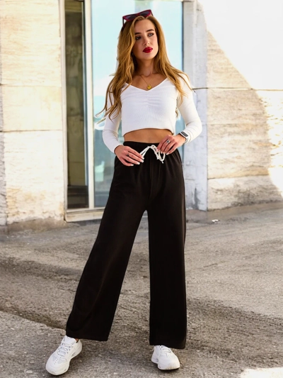 Royalfashion Pantalon large côtelé pour femme