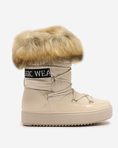 Royalfashion Beige slip-on boots a'la snow boots for women Gomllo
