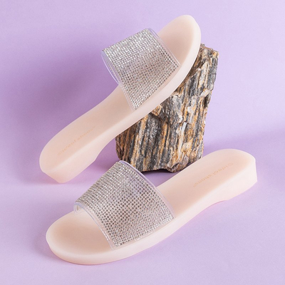 Chaussons femme en caoutchouc beige avec oxydes de zirconium Niamh - Chaussures
