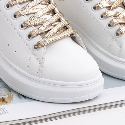 Chaussures de sport pour femmes blanches et dorées Pamelia - Vêtements