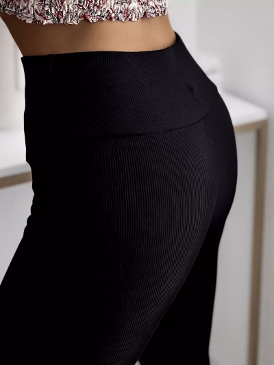 Legging côtelé noir pour femme - Vêtements