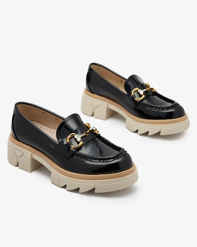 Mocassins noirs laqués pour femme avec cristaux Inriw - Footwear
