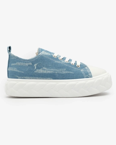 Royalfashion Baskets en denim bleu pour femme avec frottement Nerolera