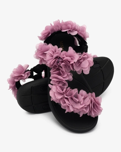 Royalfashion Sandales pour femmes rose foncé avec fleurs Alferroy