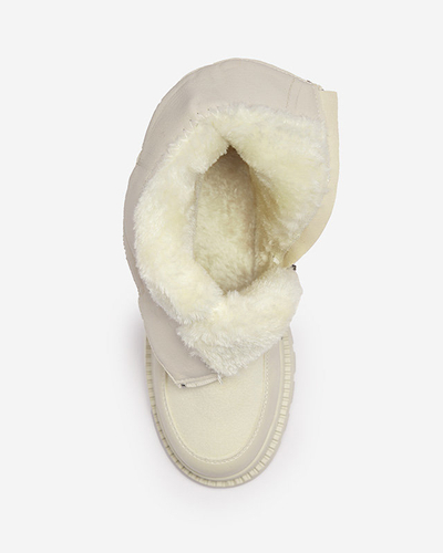 Crème Bottes à talon plat pour femmes Mefina- Footwear