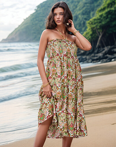 Royalfashion Robe midi pour femme avec imprimé