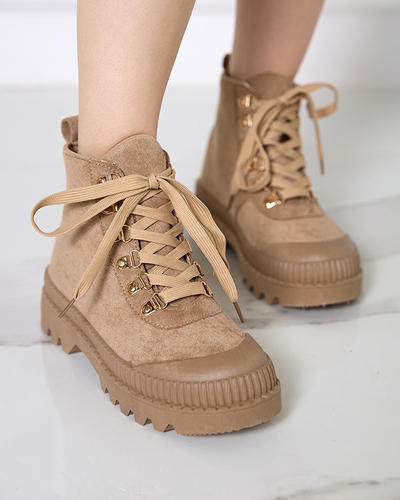 Bottines à lacets femme marron clair a'la trappers Neridas - Chaussures