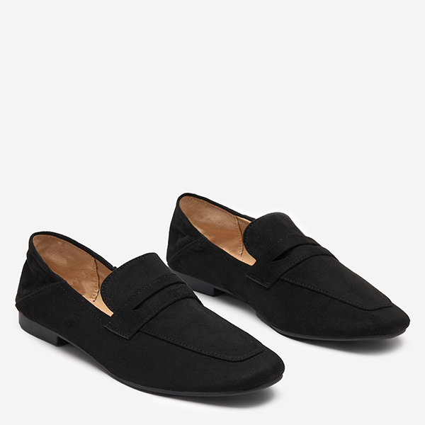 OUTLET Mocassins noirs en daim écologique pour femmes Allowi - Shoes